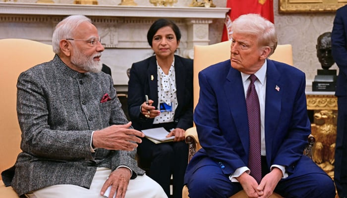 President Donald Trump meets with Indian Prime Minister Narendra Modi in this image without date of the Oval Office of the White House. - AFP