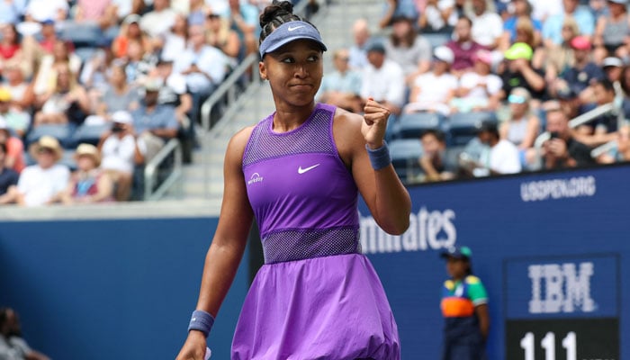 Japanese Naomi Osaka reacts after his victory over Usas Hailey Baptiste at the end of his second round tennis match for women for women on the five of the United States open tennis tournament at the Usta Billie Billie King National Tennis Center in New York City, on August 28, 2025. - AFP
