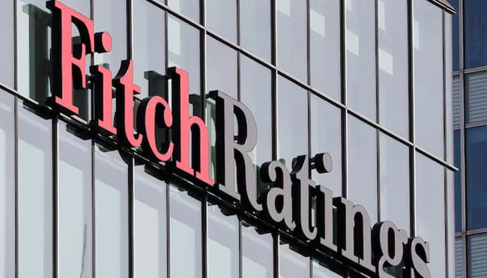 The Fitch Ratings logo is seen in its offices in Canary Wharf Financial District in London. - Reuters