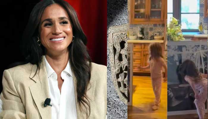 Princess Lilibet on a weird video resembles Meghan Markle with similar dark hair?