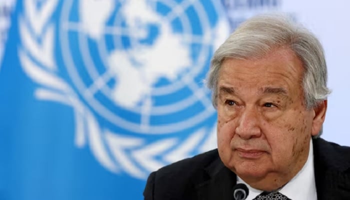 The UN Secretary General, Antonio Guterres, attends a press conference during the third United Nations Conference at the Center Center Conferences Exhibitions in Nice, France, June 10, 2025.-Reuters