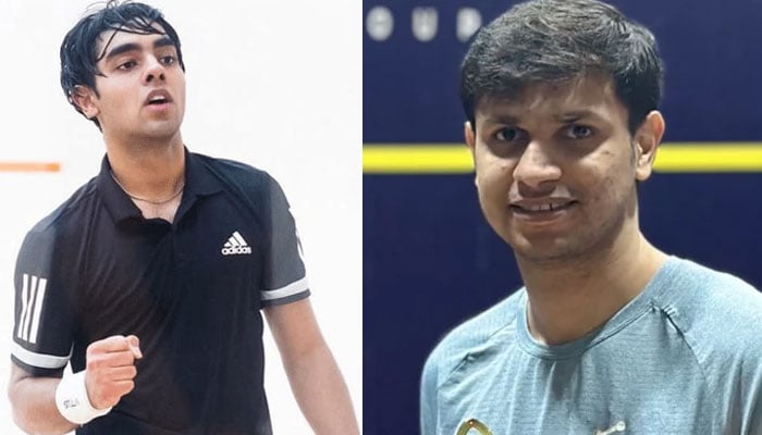 Pakistans As As As As As Ashab Irfan's Squash players are seen in this collage. –X/@likekhansquash/reporter