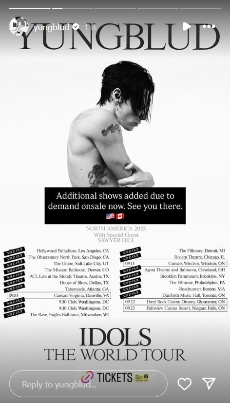 Yungblud celebrates the sale of new tour dates in a minute