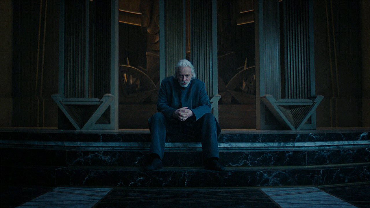 Brother Dusk Feeling sad in the Empire 'Throne Room in Foundation Season 3 Episode 9