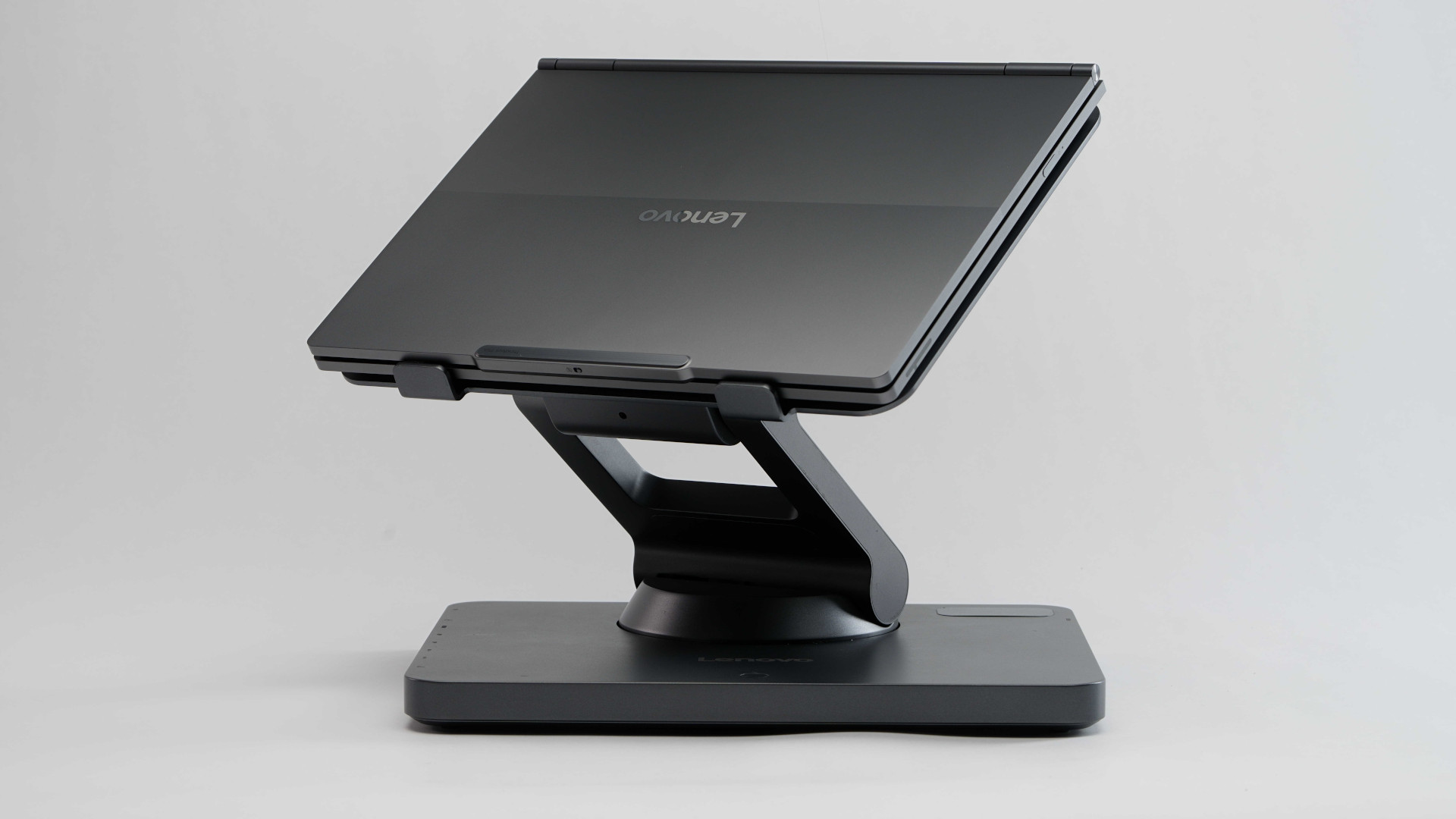 Lenovo Smart Motion Concept Stand shown with laptop