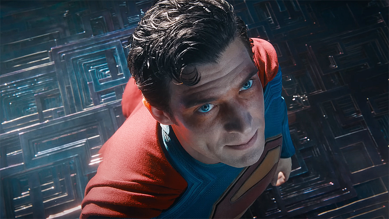 A close -up of Superman looking up in his 2025 DCU Chapter One movie