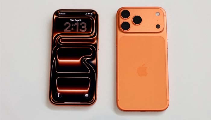 Iphones 17 Pro are exhibited during the apple event at the Steve Jobs Theater in Cupertino, California, USA, September 9, 2025. - Reuters