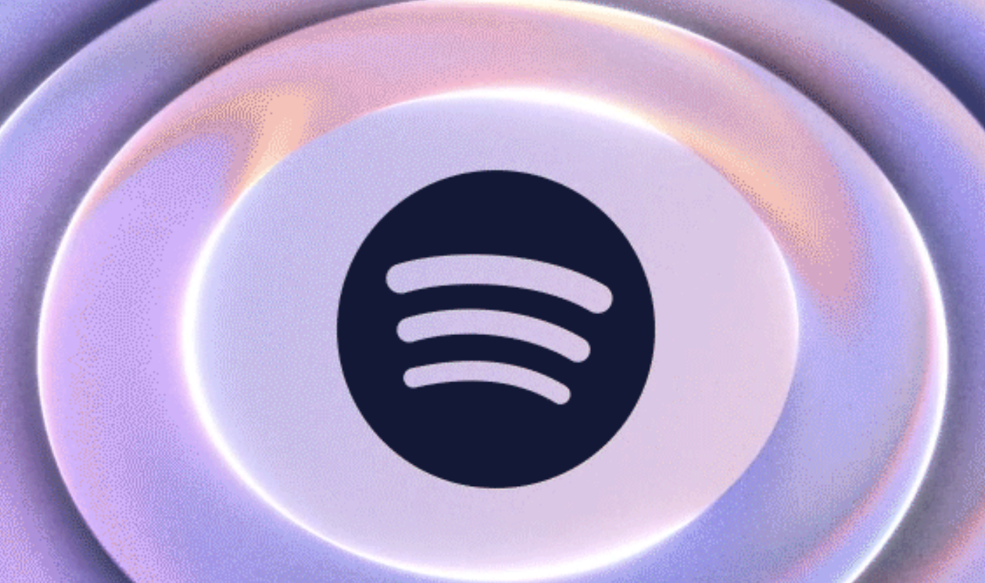 The Spotify logo in Deep Purple, surrounded by lilac rings to denote losses without loss