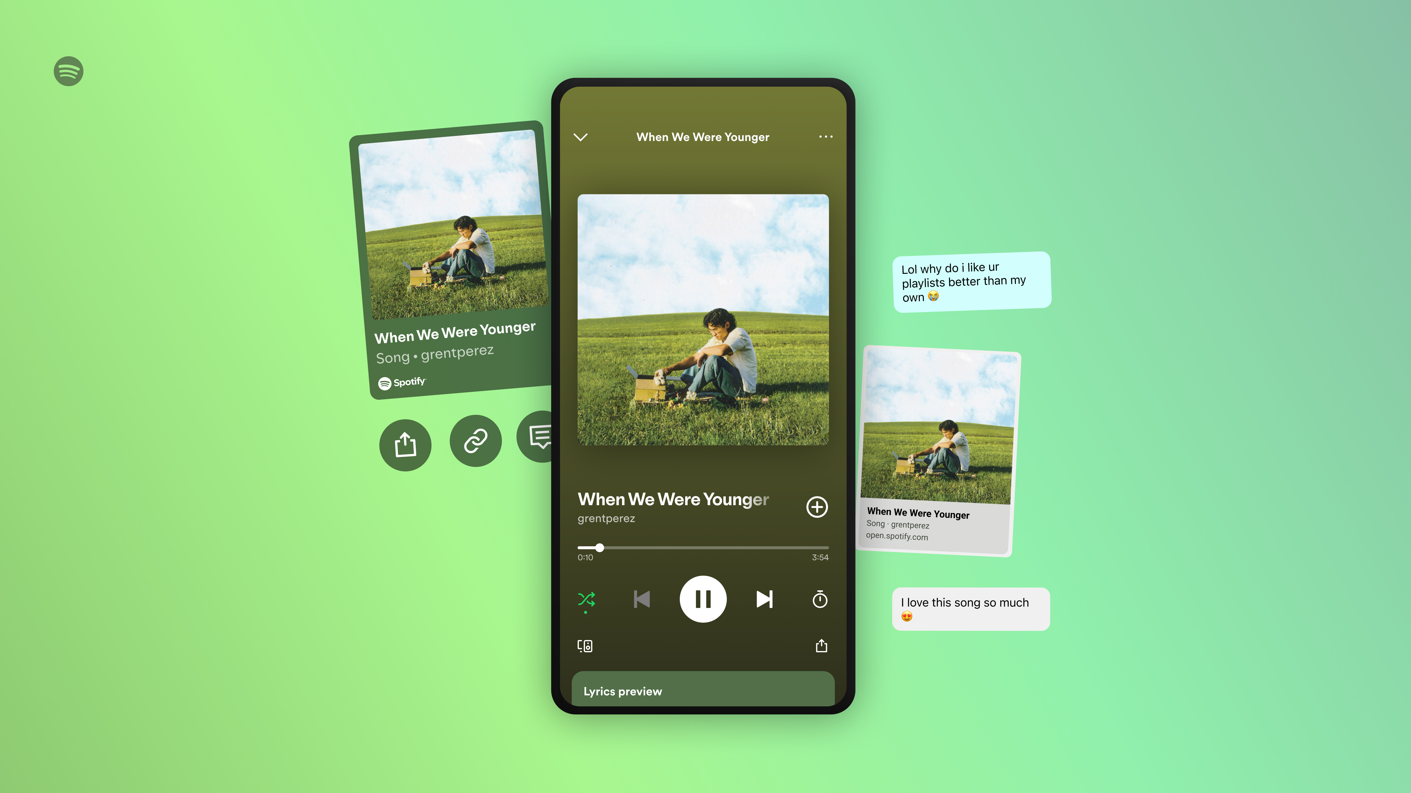 Spotify free version that allows you to play any song shared on a social media platform