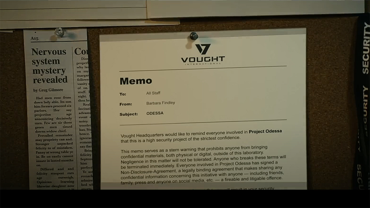 A screen capture of a voucht memo discussing the ODESSA project in Season 4 of the Episode 4 children