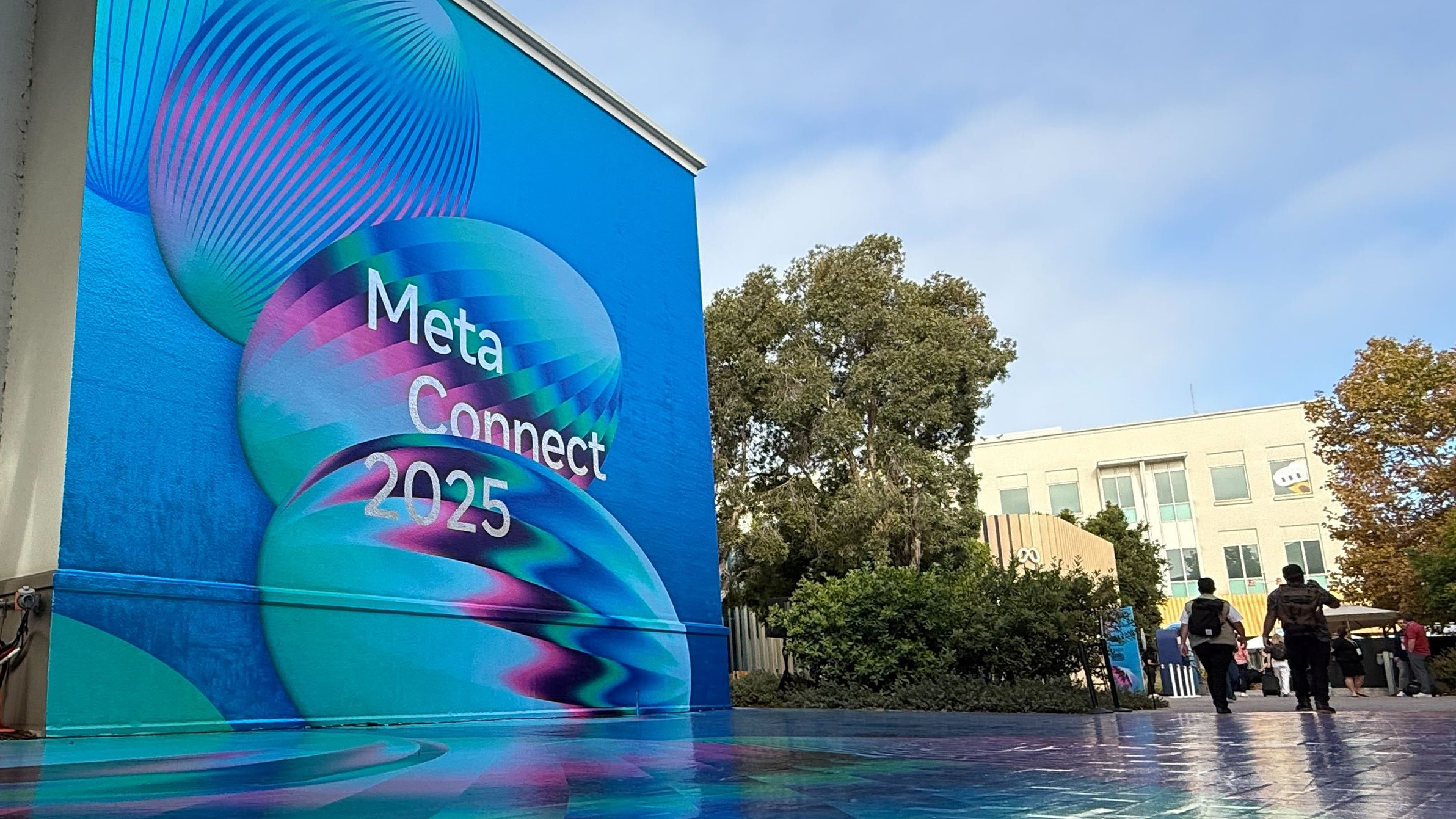A Meta Connect 2025 banner in a building in New York City