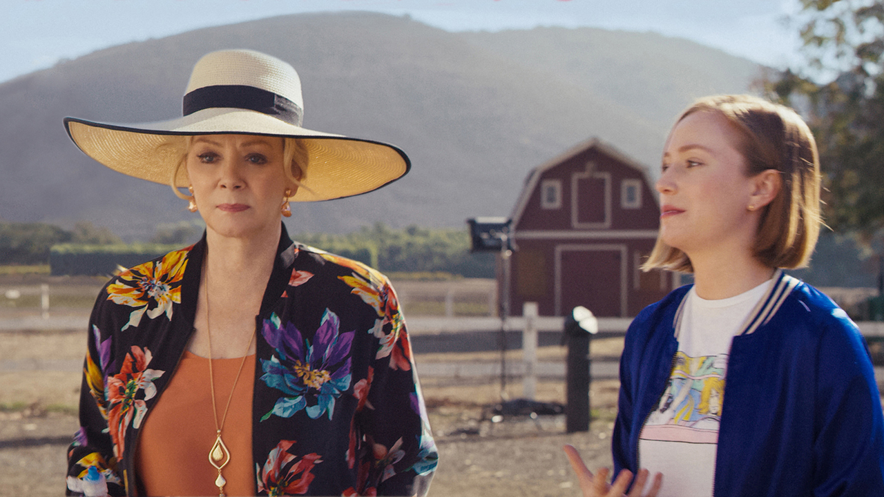 Jean Smart's Deborah looks solemn as Hannah Einbinder's Av speaks with her in Hacks Season 2