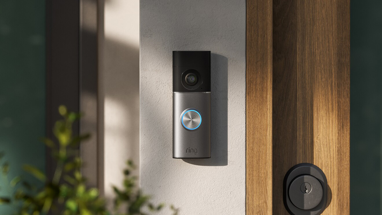 A ring video bell next to a main door