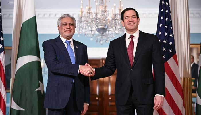 Foreign Minister and Deputy Minister Minister Ishaq Dar meets the Secretary of State Marco Rubio in the United States Department of State, Washington, July 25, 2025. - AFP