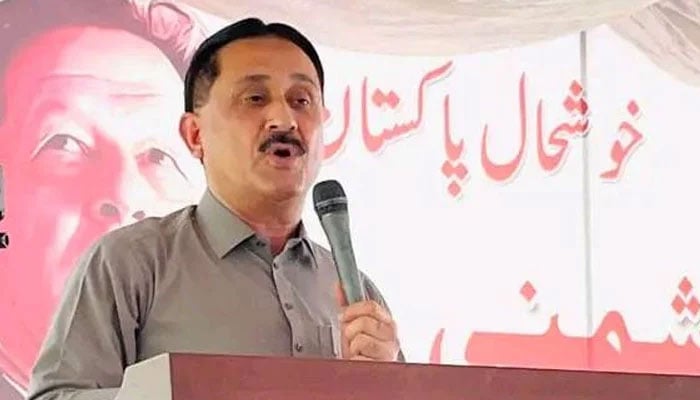 MNA JAMSHED DASTI Speak during a public meeting on June 11, 2025. - Facebook@jamshaid.dasti.394389
