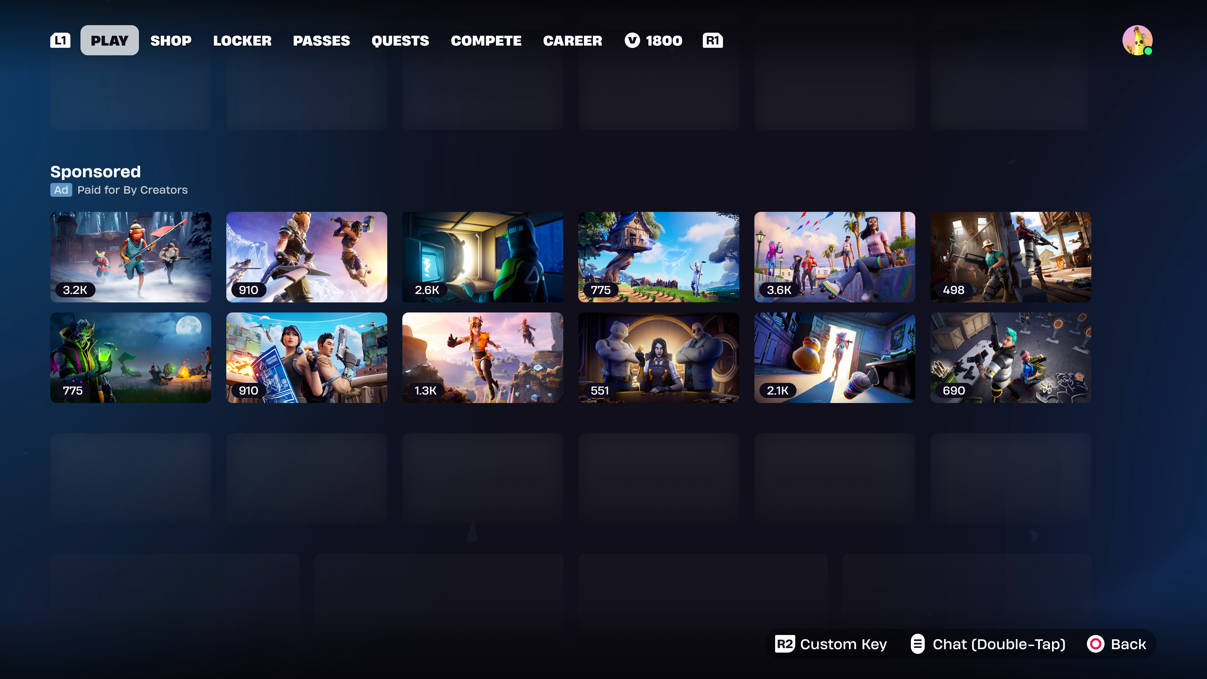 Fortnite sponsored row