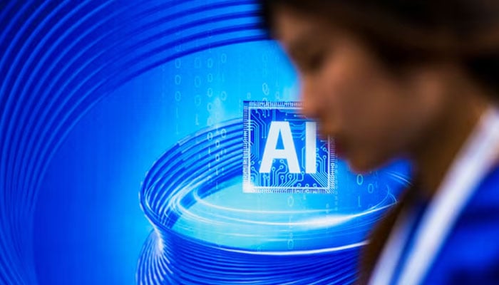A sign of AI (artificial intelligence) is seen at the World Conference on Artificial Intelligence (WAIC) in Shanghai, China July 6, 2023. - Reuters