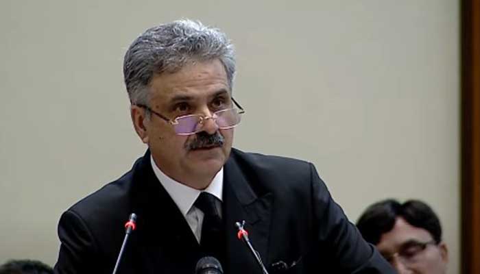 CJP YAHYA AFRIDI is aimed at the Judicial Conference in Islamabad on September 8, 2025. - Screengrab through Geonews