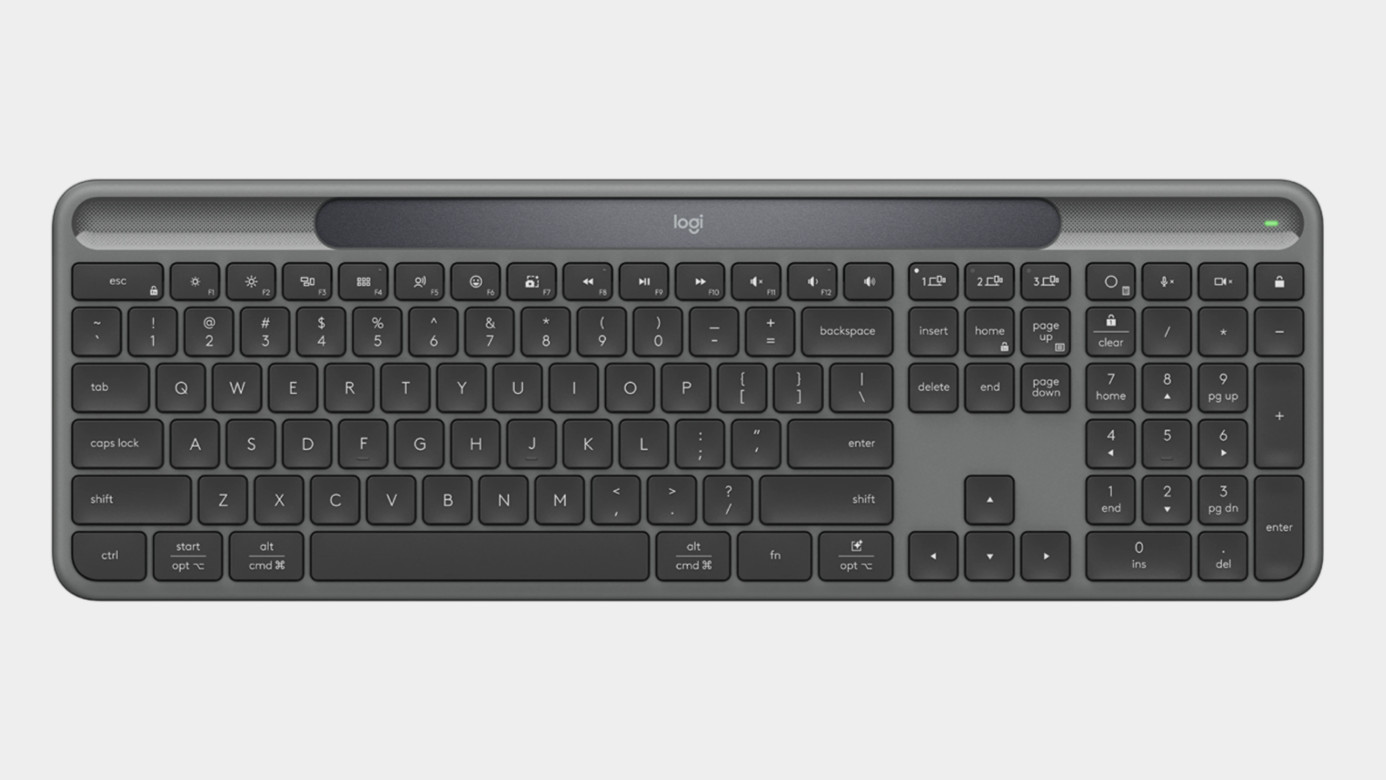 Logitech Signature Slim Solar+ K980 from top to bottom