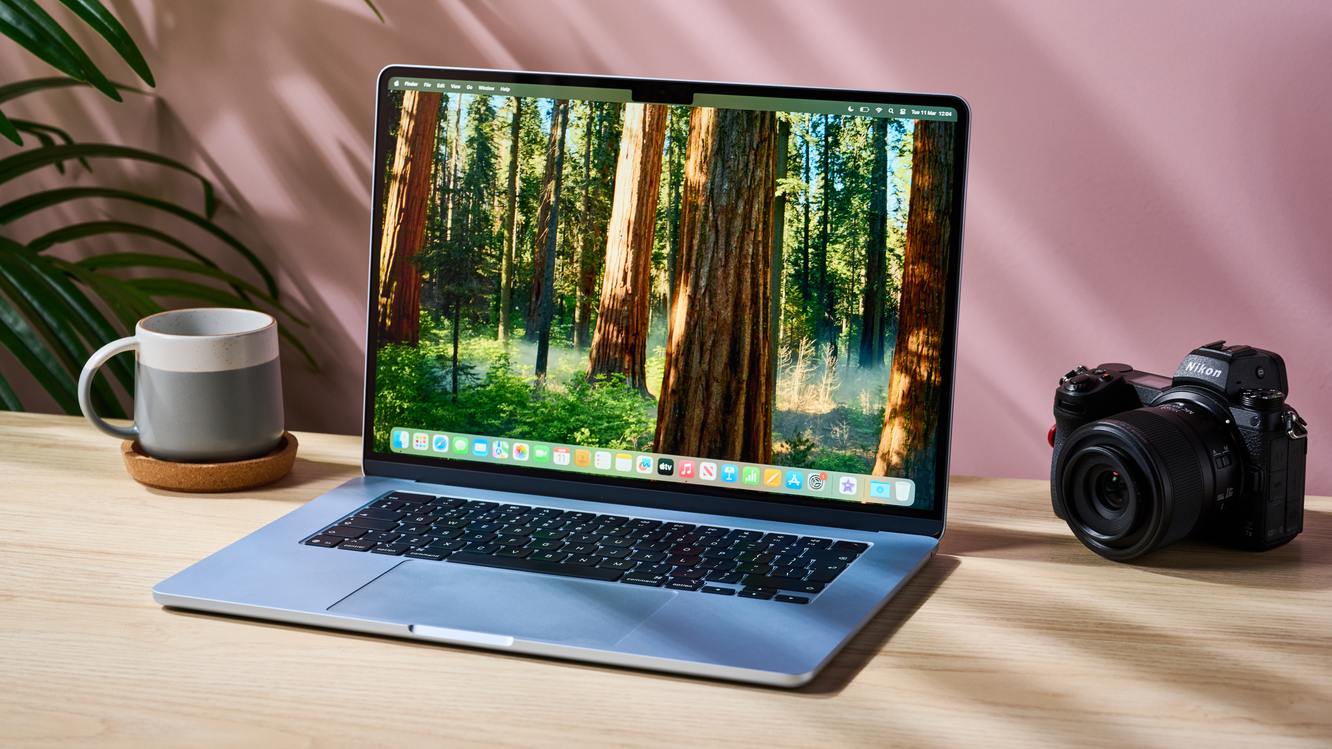 MacBook Air 15 inches with M4 chip on a creative desktop of an open screen screen