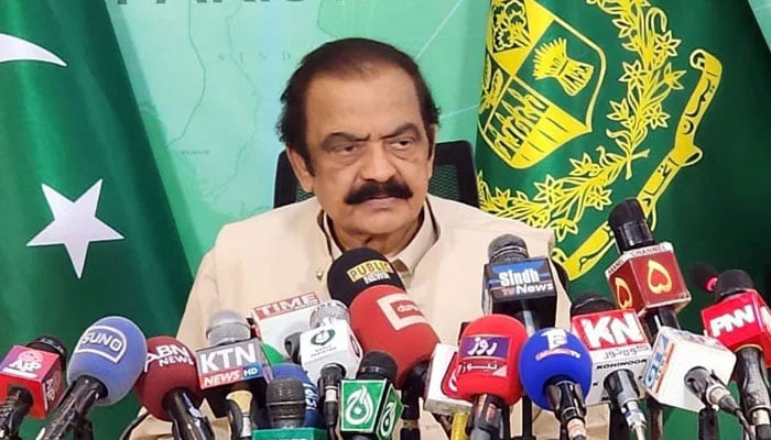 PML-N senior leader and advisor to the Prime Minister of Interprovincial Coordination, Rana Sanaullah, is aimed at a press conference. - Radio Pakistan/Archive