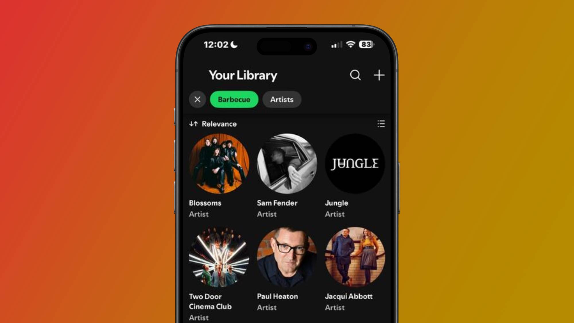 An image of the 'Barbecue' preset function in Spotify and#039; S smart filters