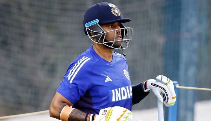 Captain of Indias Suryakumar Yadav participating in a practice session in Dubai, September 6, 2025. - AFP