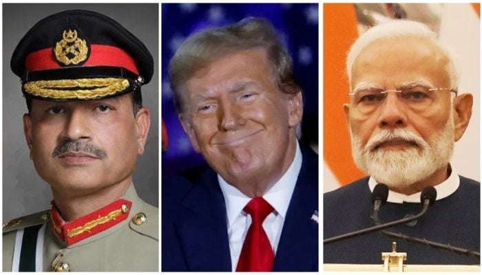 (From the left) Coas Field Marshal also Munir, the president of the United States, Donald Trump, and Indian Prime Minister Narendra Modi. - ISPR/Reuters/File