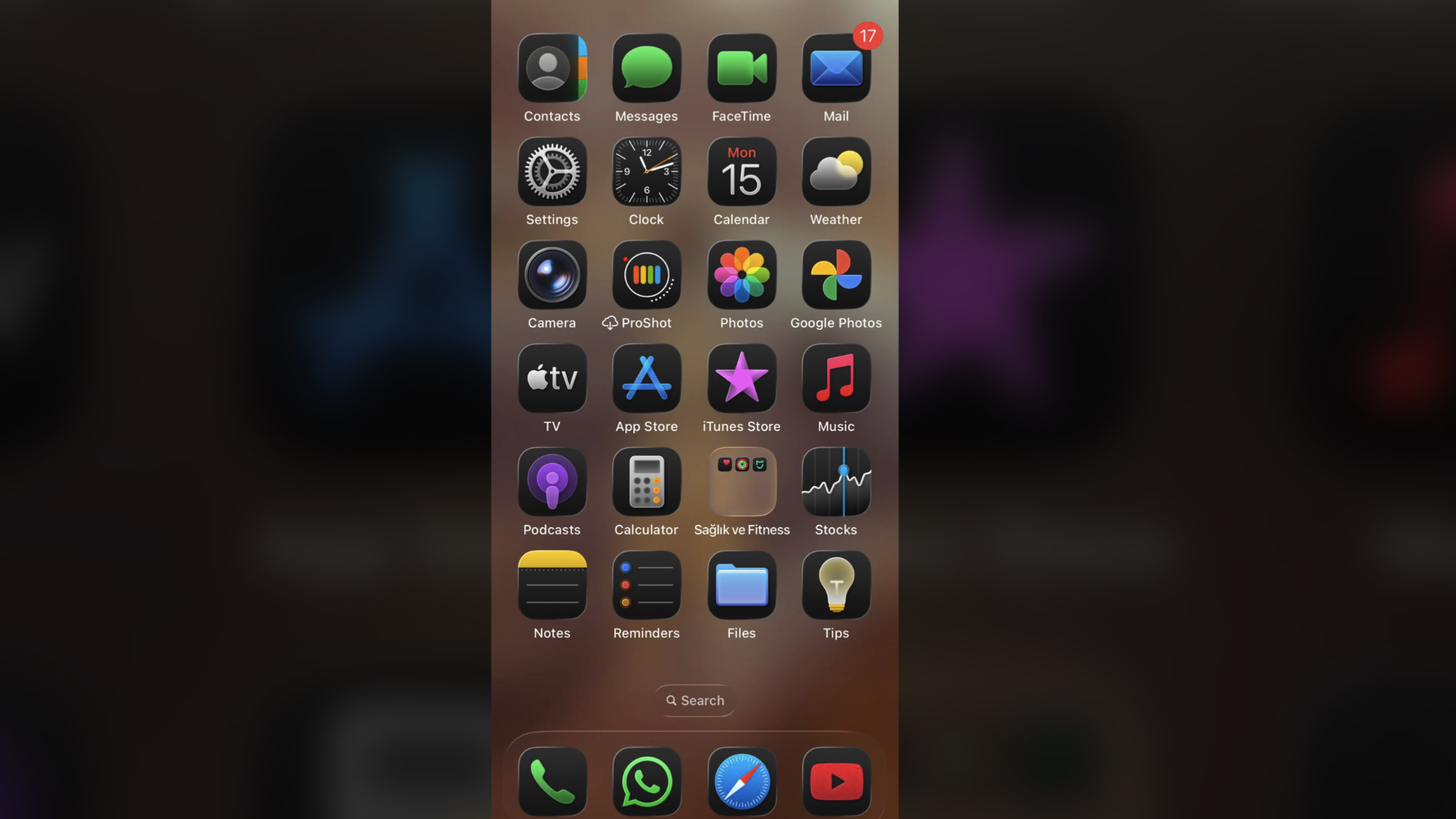 A screenshot of iOS 26 where icons appear inclined for some users