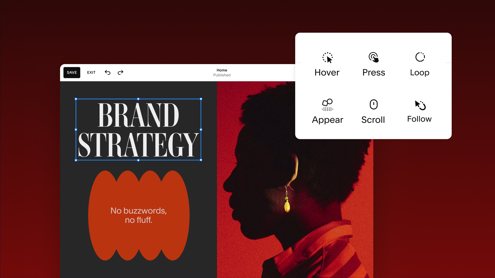Squarespace finishing options screenshot screenshot
