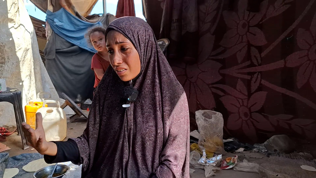 Aisha al-ra'i, displaced from the city of Gaza to the south of the strip