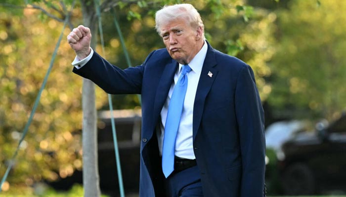 Donald Trump makes gestures during an event in this image without date. 