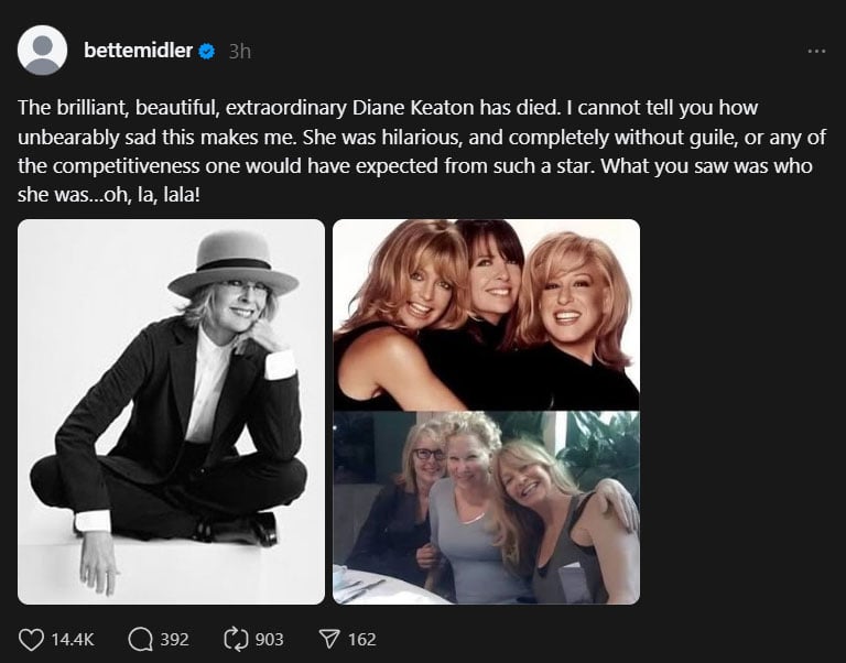 Hollywood reacts to the death of Diane Keaton