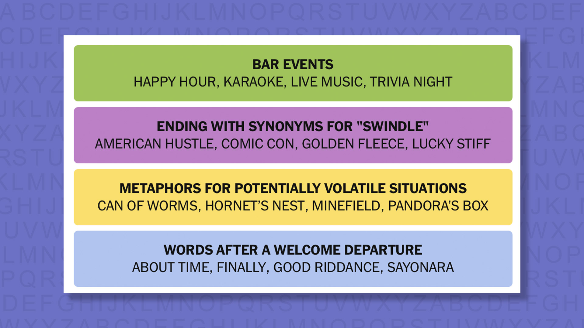 NYT Connections answers game 855 on a purple background