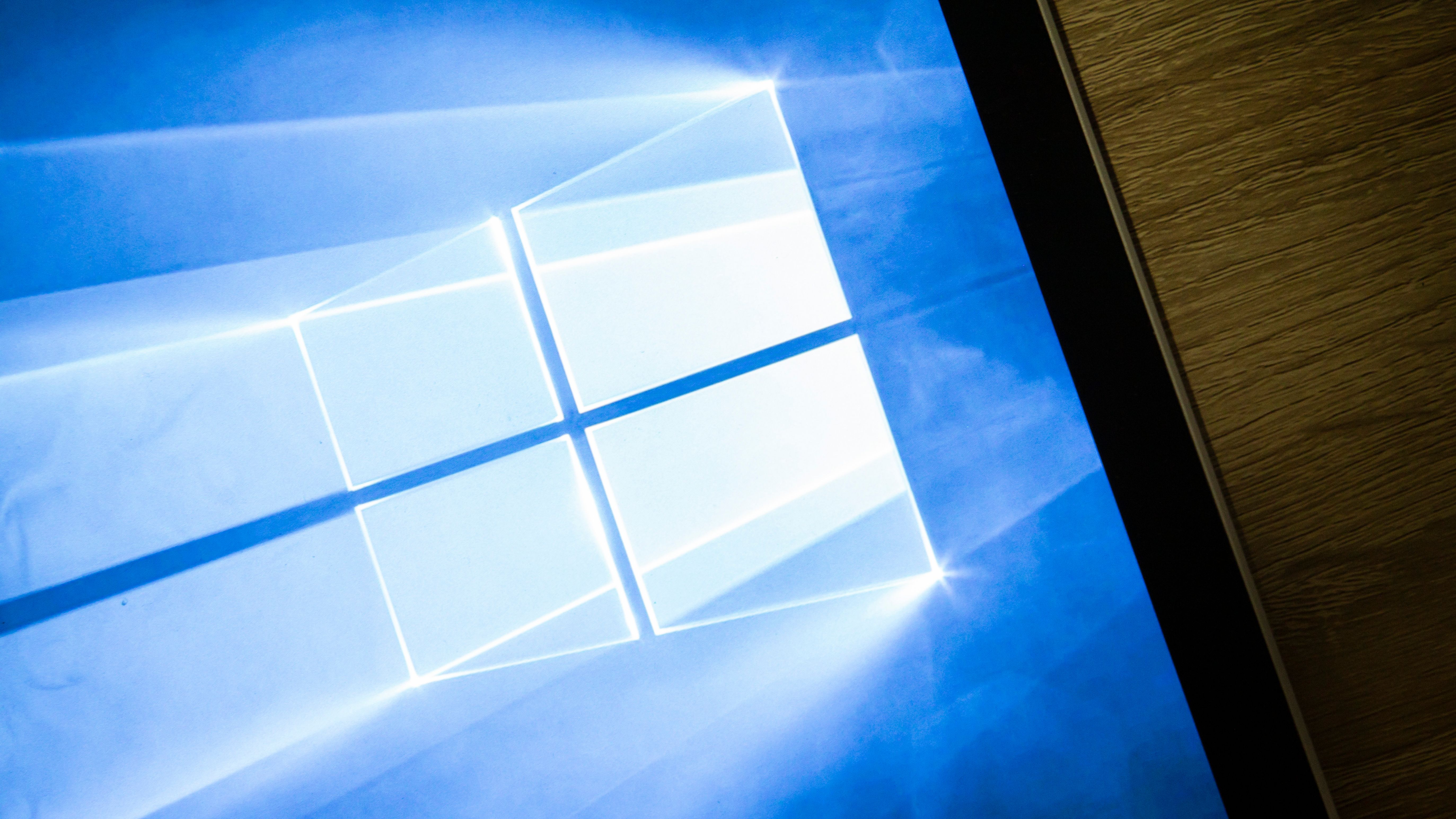Close-up of Microsoft Windows 10 wallpaper on Microsoft Surface
