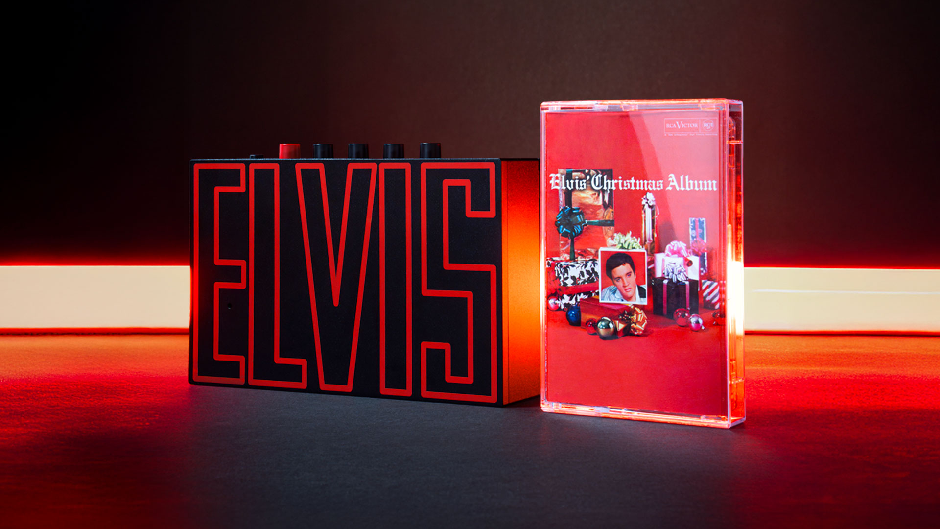 The Elvis-themed cassette player from We Are Rewind and the exclusive reissue of Elvis' 1957 song. Christmas Album Cassette