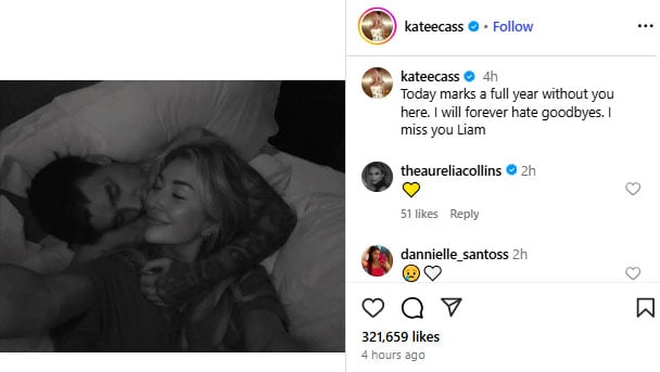 Kate Cassidy breaks hearts with touching note on anniversary of Liam Paynes' death