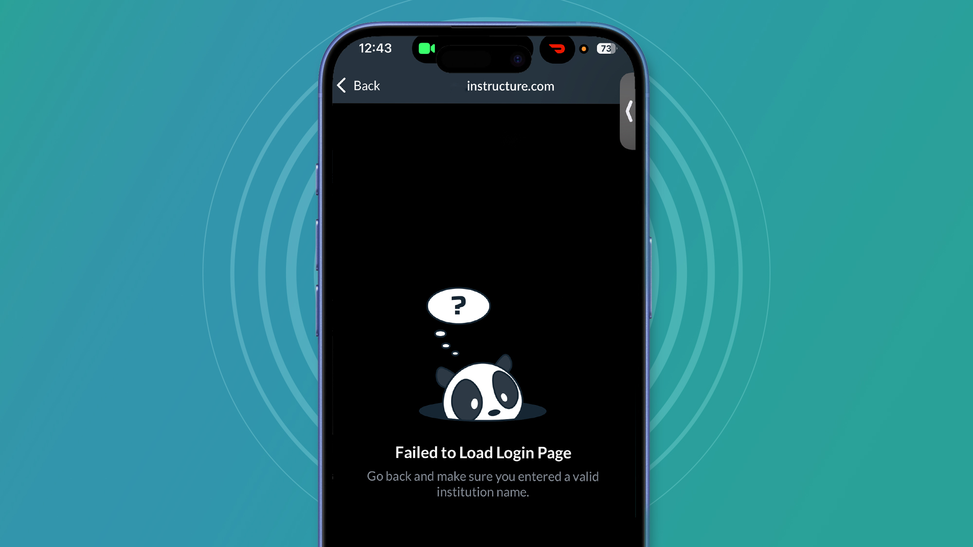 A phone screen shows a problem with the Canvas app