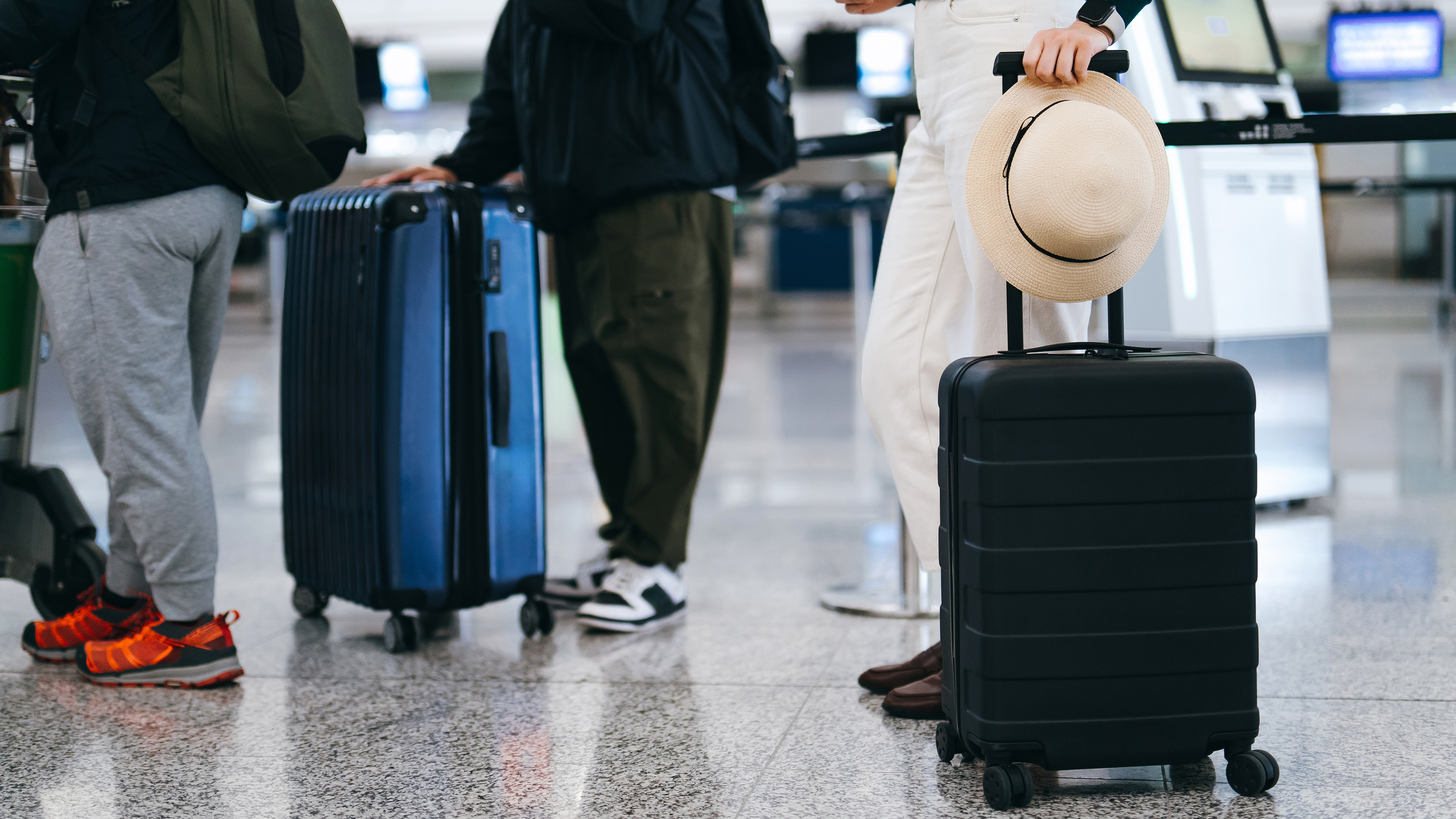 A queue at airport check-in
