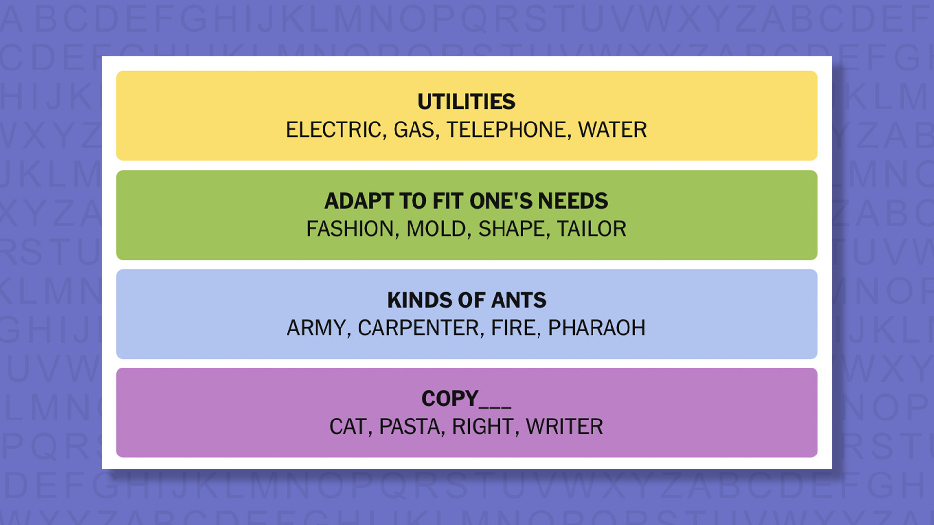 NYT Connections answers game 864 on a purple background