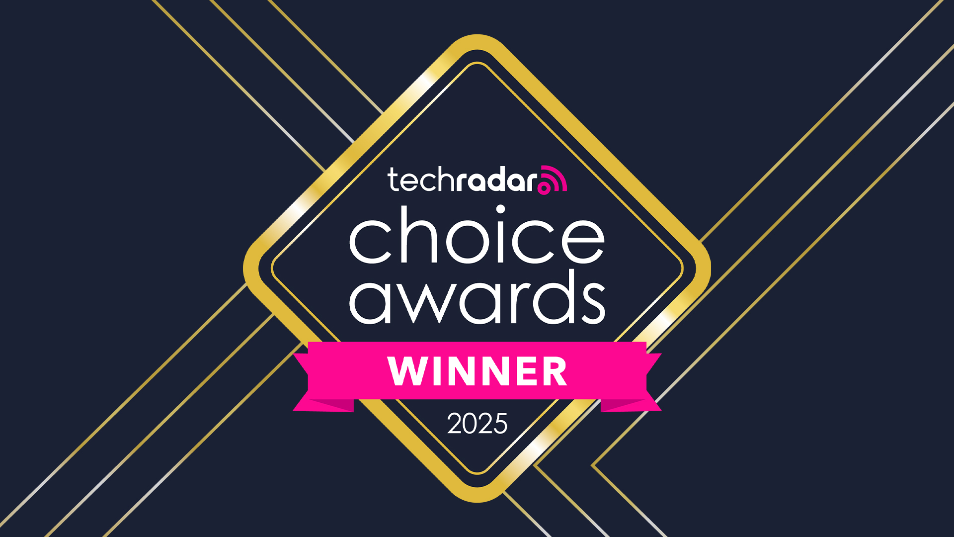 A gold logo that says TechRadar Choice Awards 2025 Winners
