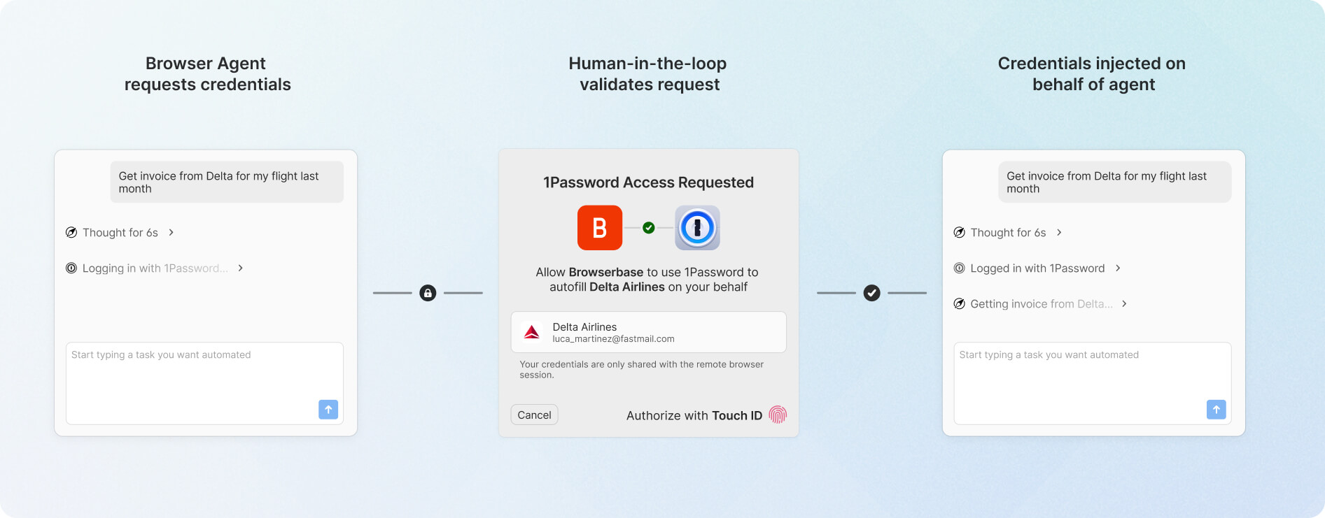 1Password BrowserBase collaboration for Secure Agentic Autofill