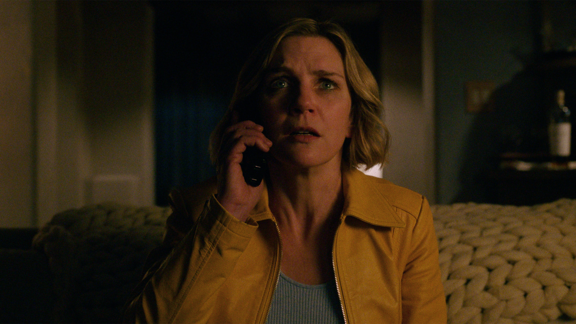 A still image of Rhea Seehorn in the upcoming Apple TV+ series Pluribus, created by Vince Gilligan