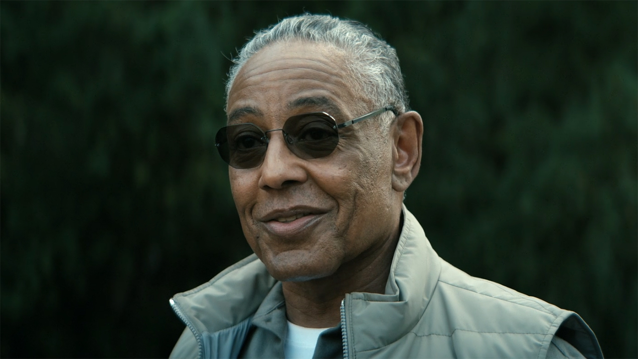 A close-up of Giancarlo Esposito's Stan Edgar wearing sunglasses in Gen V season 2 episode 6