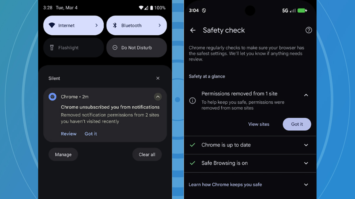 Google Chrome Notification Settings for Android