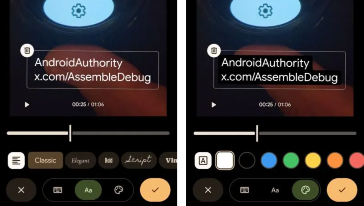New options to add text and color in the Google Photos app