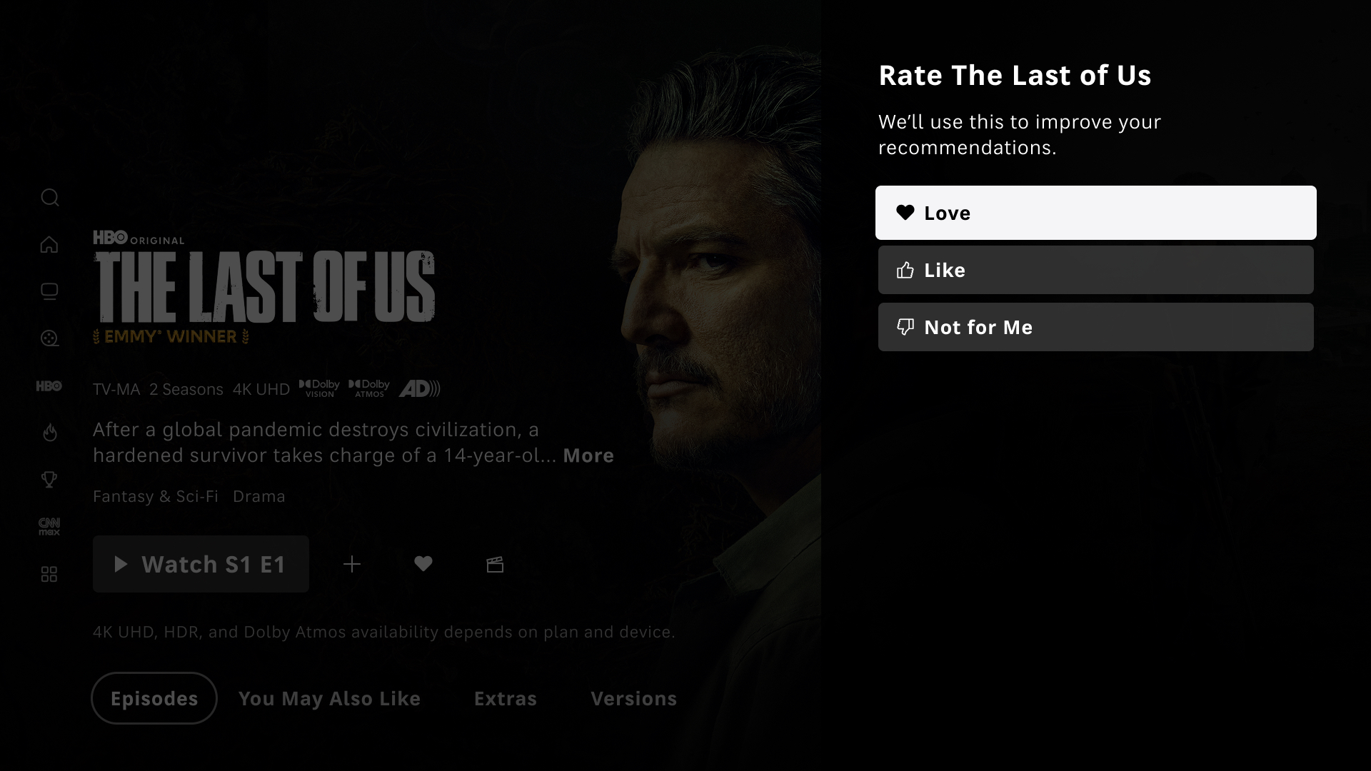 HBO Max comment system on title content page