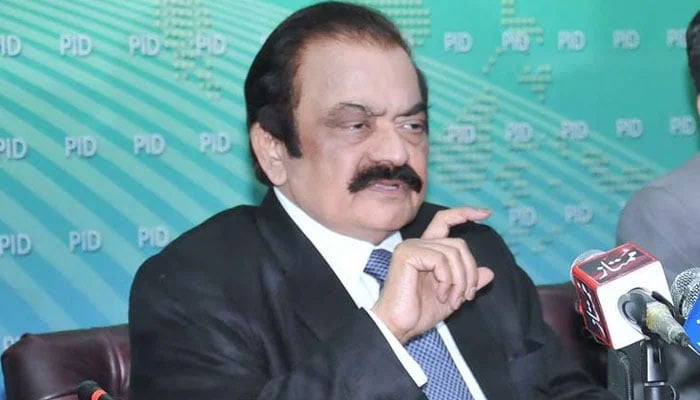 Adviser to the Prime Minister on Political Affairs Rana Sanaullah addresses a press conference at the PID on October 28, 2022. — APP/File