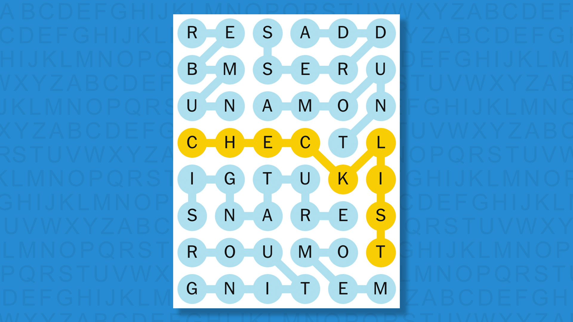 NYT Strands answers game 596 on a blue background
