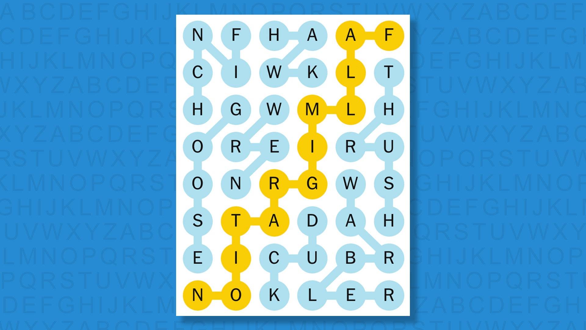 NYT Strands answers game 589 on a blue background